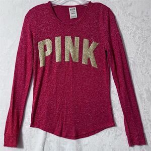 Victoria's Secret PINK Women's XS Red Graphic Long Sleeve Pajama Top